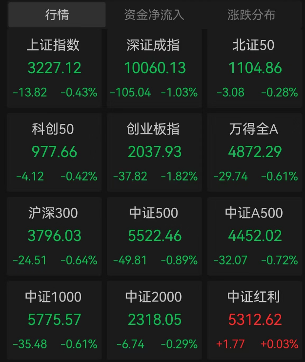 收評(píng)：創(chuàng)業(yè)板指跌1.82% 小紅書概念全天大漲