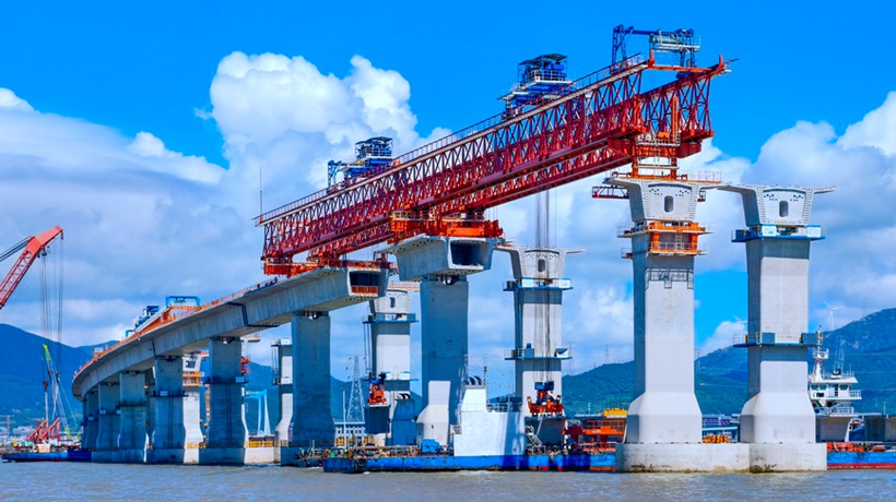 浙江舟山：六横公路大桥二期工程建设正酣