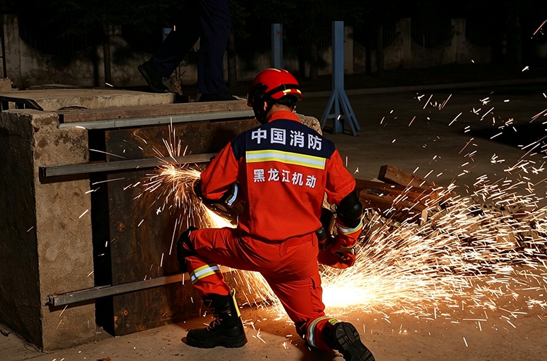 消防员利用无齿锯打开救援通道_副本.jpg