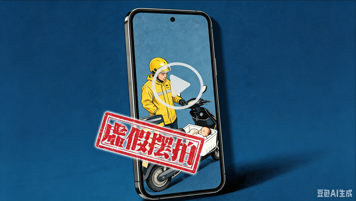 摆拍“带娃送外卖”，“扎”你的心“骗”你的赞